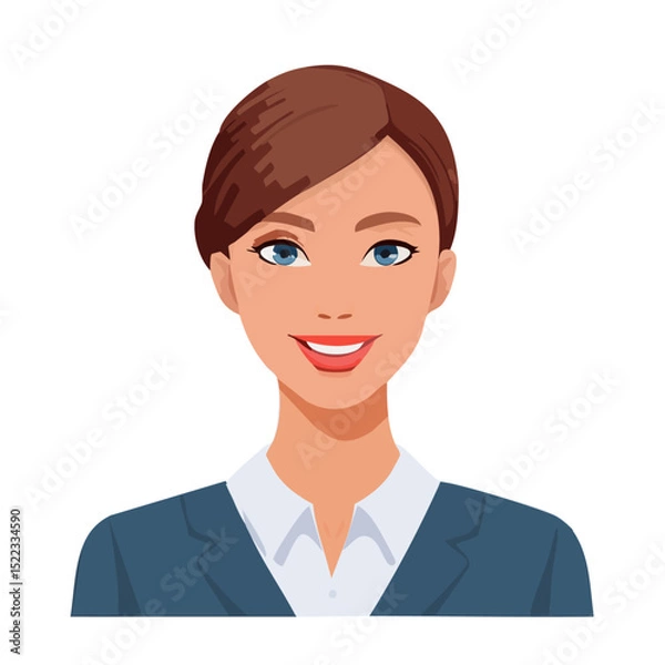 Fototapeta Flat Vector. Portrait of only one Woman. Simple Background.