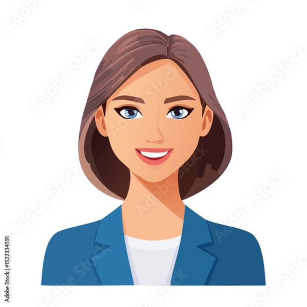 Fototapeta Flat Vector. Portrait of only one Woman. Simple Background.