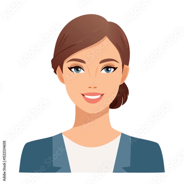 Fototapeta Flat Vector. Portrait of only one Woman. Simple Background.