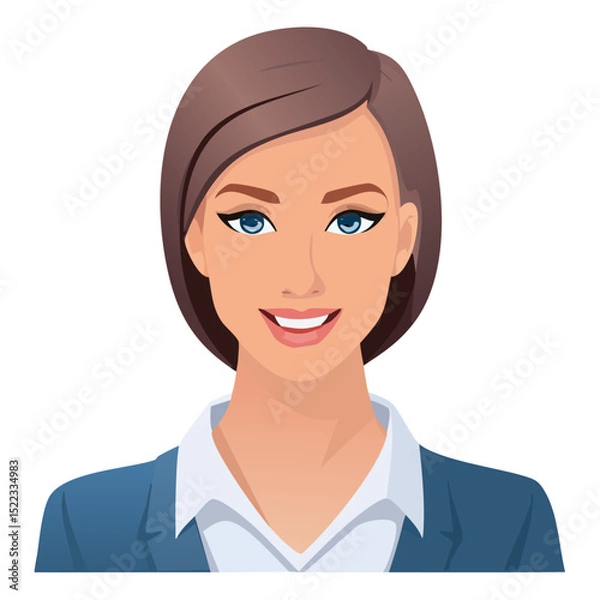 Fototapeta Flat Vector. Portrait of only one Woman. Simple Background.
