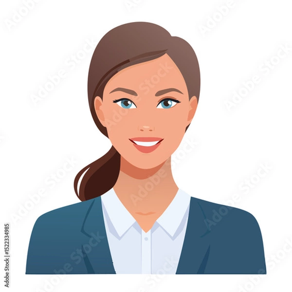 Fototapeta Flat Vector. Portrait of only one Woman. Simple Background.
