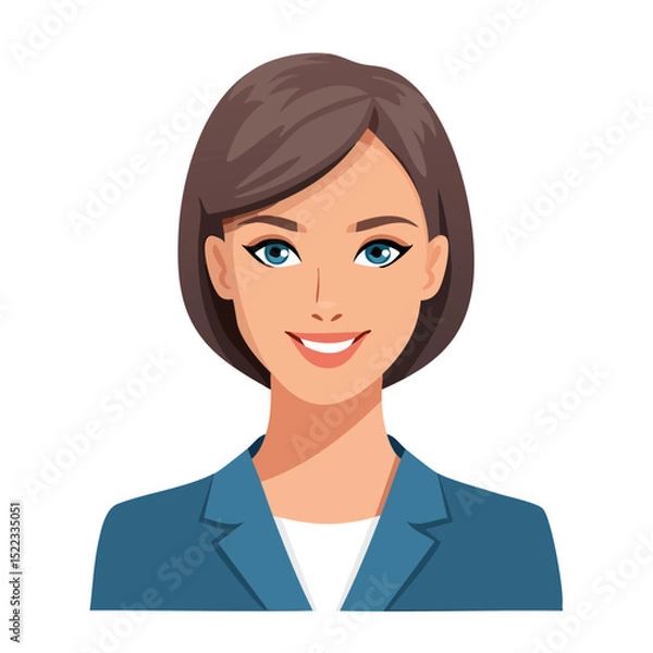Fototapeta Flat Vector. Portrait of only one Woman. Simple Background.