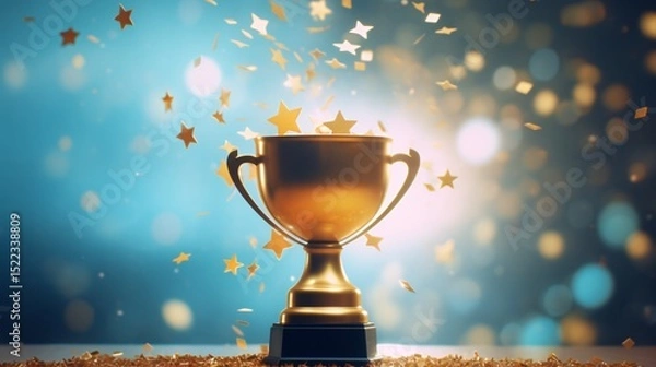 Obraz Winner Trophy Surrounded by Gold Rain