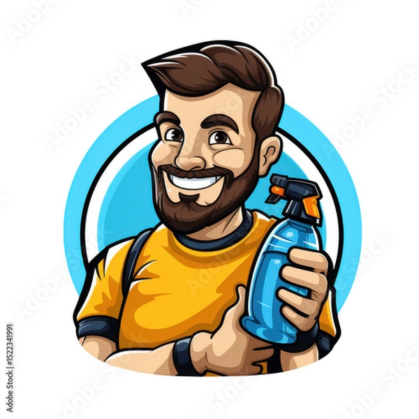 Obraz Man holding spray bottle illustration
