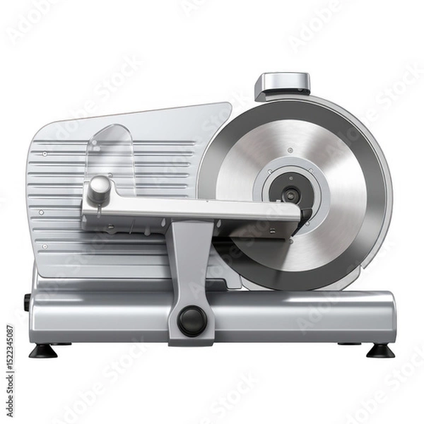 Fototapeta A silver meat slicer on a black surface