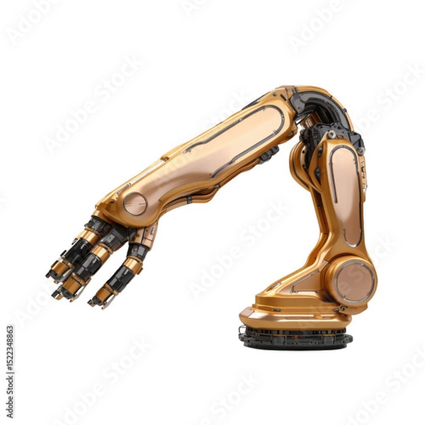 Obraz Gold robotic arm on a black background