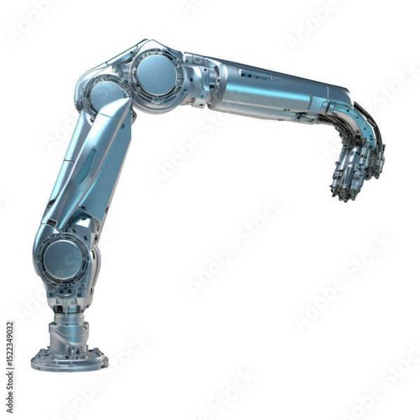 Obraz A metallic robotic arm on black background