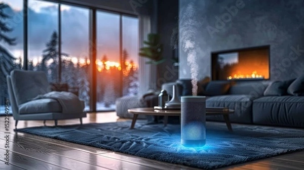 Fototapeta Enhancing home air quality ai-driven adaptive purifier for a clean living space integrating smart home future tech