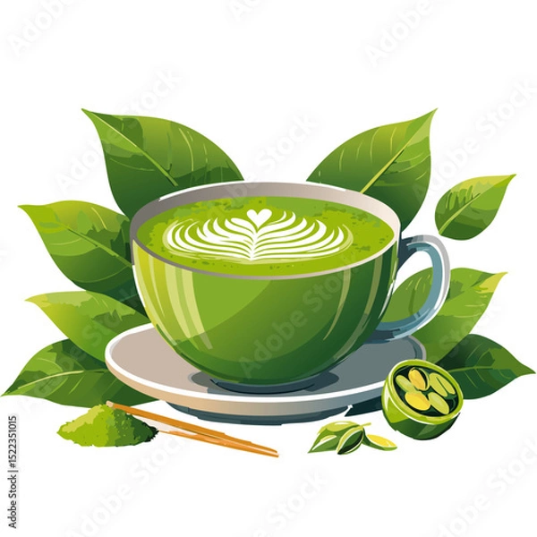 Obraz Japanese green matcha tea vector graphic design