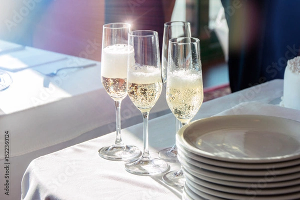Obraz Champagne glasses on the table