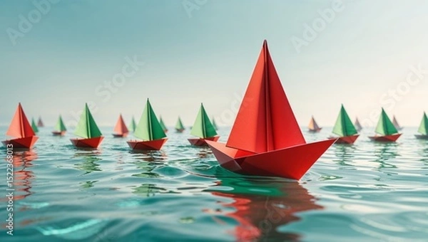 Obraz Paper boats on water