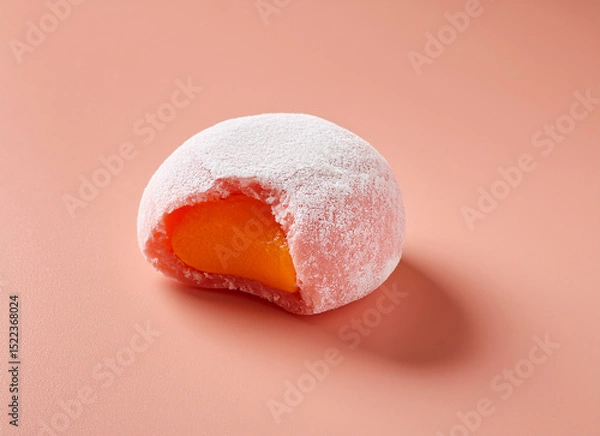 Fototapeta ein rosa Mochi auf lachsfarbigen Hintergrund