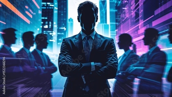 Obraz Corporate teamwork: futuristic business leaders