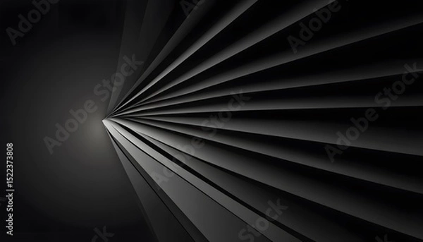 Fototapeta Dark, converging, layered lines create a dynamic abstract design.