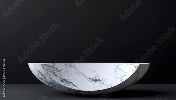 Fototapeta Elegant white marble podium on a dark background.