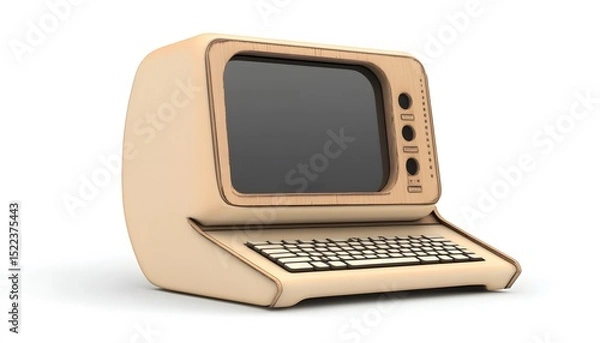 Obraz Vintage wooden computer model.