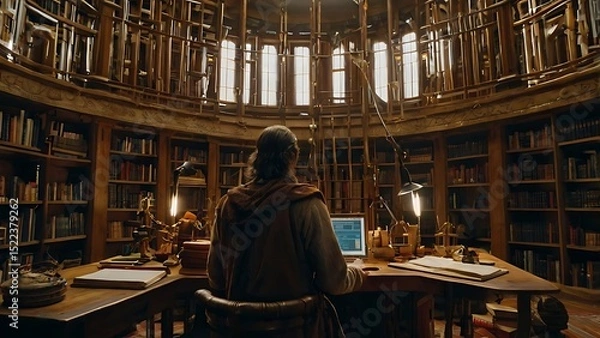 Obraz man in library
