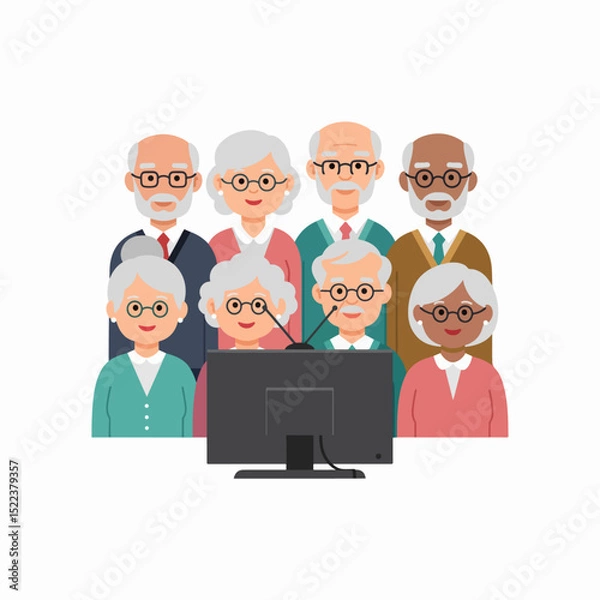 Obraz Seniors chatting online with computer video conference