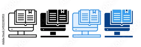 Fototapeta Digital Book Icon Set Multiple Style Collection