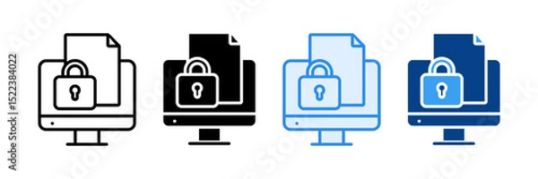 Fototapeta Digital Security Icon Set Multiple Style Collection
