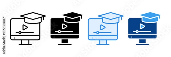 Fototapeta E-Learning Students Icon Set Multiple Style Collection