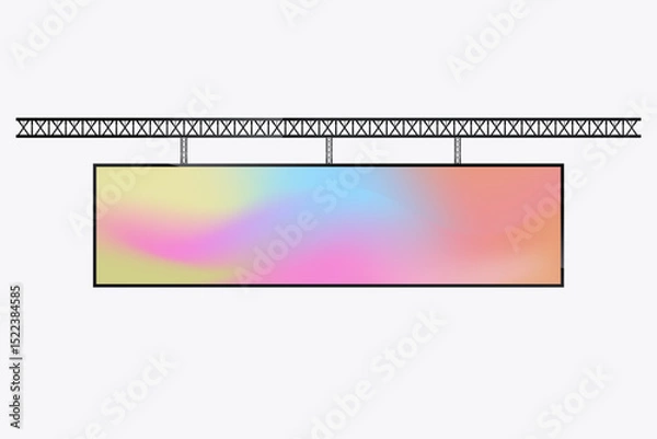 Fototapeta A Hanging LED Screen Mockup cross the street for long realistic screen light box. the Illuminated technology long screen cross the road for advertising lightbox