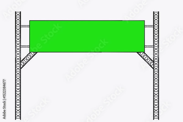 Fototapeta LED screen is mounted on a sturdy truss frame, ideal for concerts, festivals, or public announcements., Digital Grenn screen LED technology for realistic hanging screen