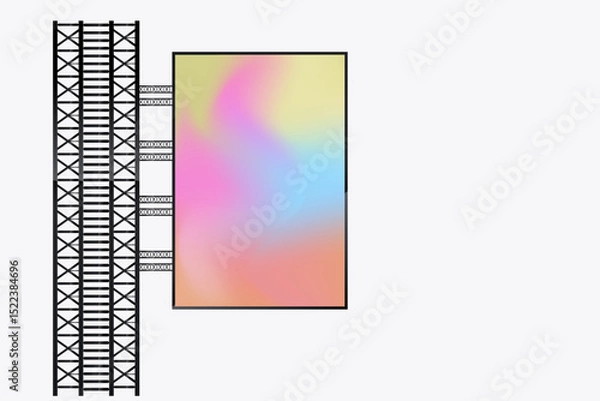 Fototapeta Hanging LED Screen Mockup in the column for advertising light box, A realistic big LED screen. and Illuminated technology lightbox with empty space for vector design
