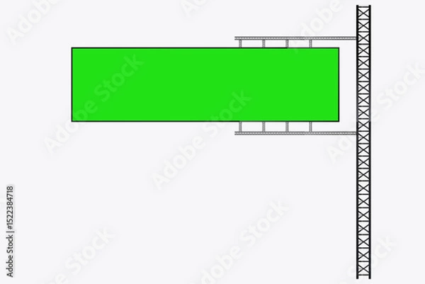 Fototapeta The green screnn Hanging LED Mockup in the column for advertising light box on the street, Digital Grenn screen LED technology for realistic hanging screen
