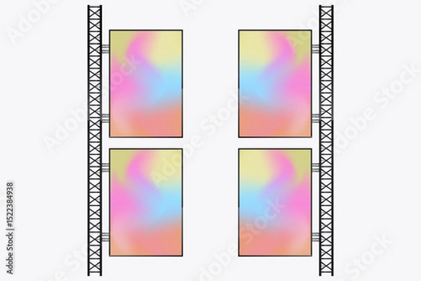 Fototapeta Technology Hanging LED Screens Mockup in the column for advertising light box in the road, Digital LED for realistic hanging screens. and Illuminated technology lightbox style