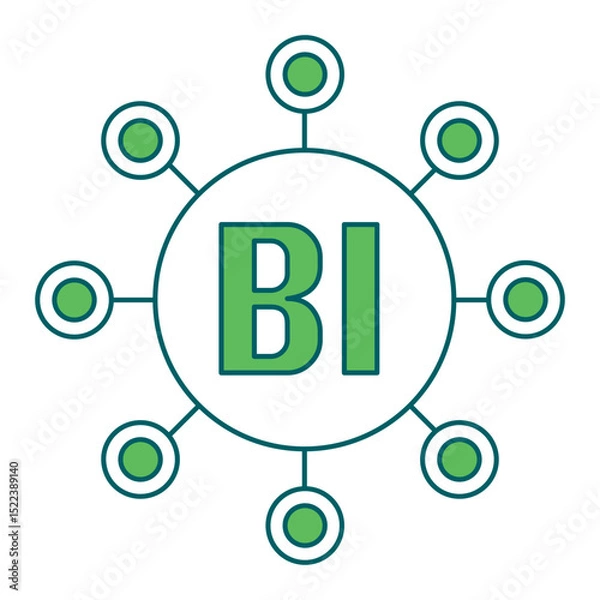 Fototapeta Intelligence Hub icon for business intelligence and analytics dashboards, ideal for data visualization, KPI tracking, and performance monitoring interfaces.