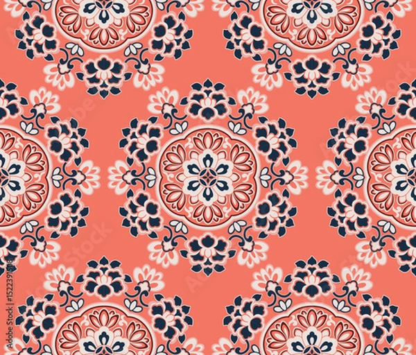 Fototapeta Japanese Luxury Flower Motif Vector Seamless Pattern