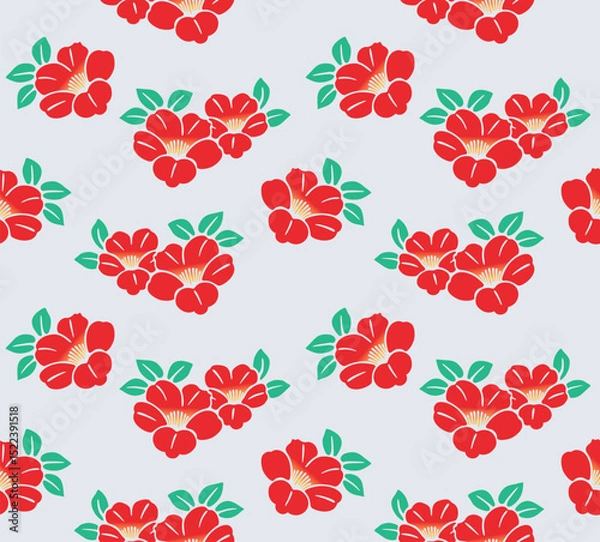 Fototapeta Japanese Pretty Flower Leaf Vector Seamless Pattern