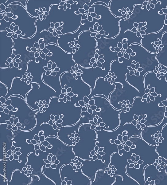 Fototapeta Japanese Flower Vine Net Vector Seamless Pattern