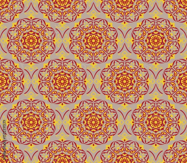 Fototapeta  Japanese Star Flower Mosaic Vector Seamless Pattern