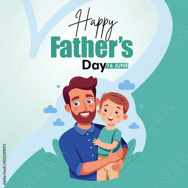 Obraz happy fathers day card vector, father and son 