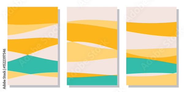 Fototapeta A set of abstract summer backgrounds, summer backgrounds in abstract wave style