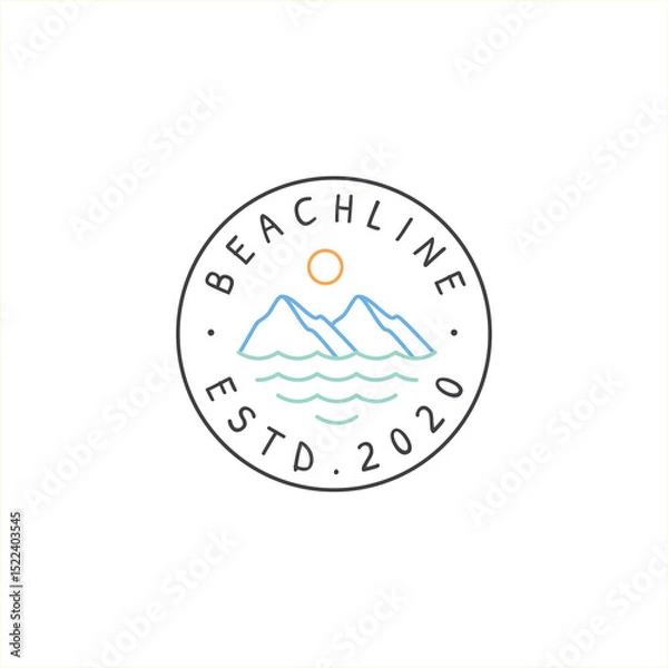 Obraz Beach logo ocean wave line logo design vector