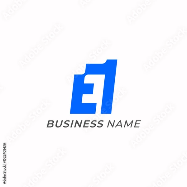 Fototapeta design logo combine number 1 and letter E