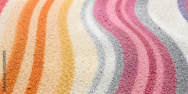 Obraz Close-up of rainbow sand strip on white background with copy space.