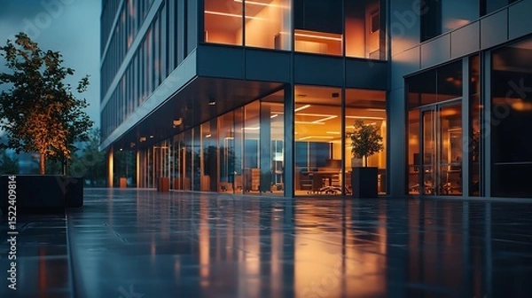 Obraz Modern Office Building at Night