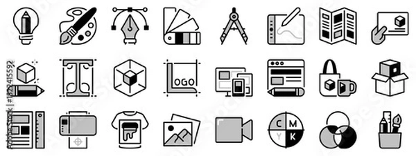 Obraz Icons in two tones about graphic design