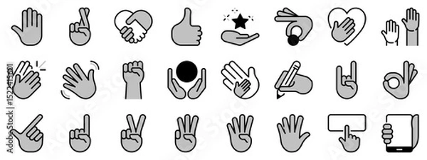 Fototapeta Icons in two tones about hand gestures