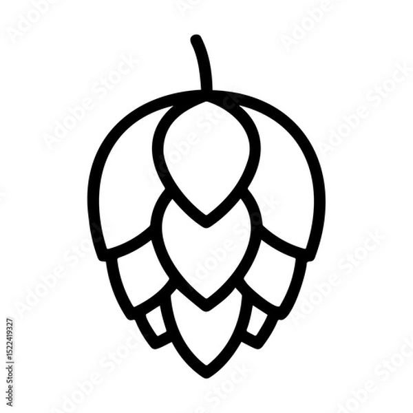 Fototapeta Hop flower icon in minimalistic style, black and white, graphic design concept