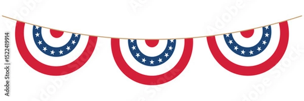 Fototapeta fourth of July bunting USA independence day. vector illustration