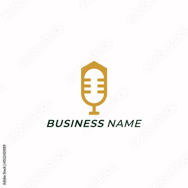 Obraz design logo combine podcast and home