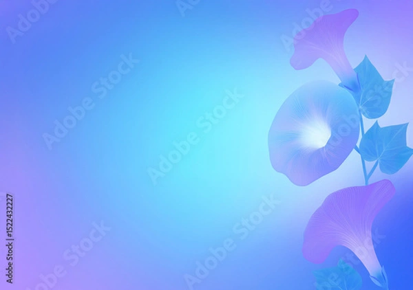 Fototapeta やわらかな印象のアサガオと青と水色と紫のグラデーション