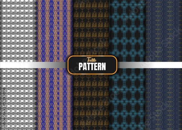 Fototapeta Modern seamless textile pattern on white backgrounds. Simple illustrations.