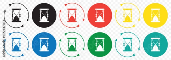 Fototapeta A set of Coloring hourglass icon bundle vector illustrator on Transparent Background. EPS 10.