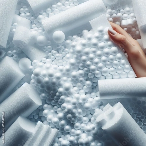 Obraz Foam Expanded Polystyrene Plastic Bumpy White Packaging material
